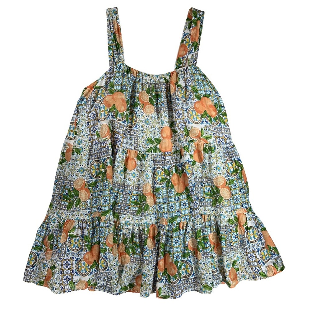Primark Citrus Print Dress Womens‎ 8 Boho Tiered Summer Sundress